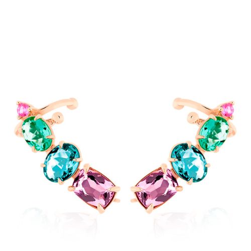 Aretes Ear Cuff Resplandor del arco iris en 18K