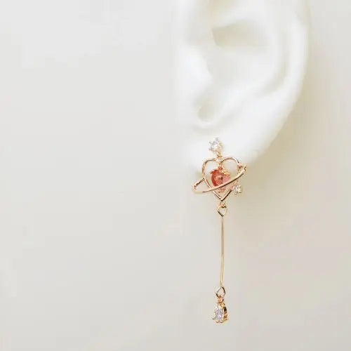 Aretes de Corazón Radiante en Oro Rosa y Cristal Brillante