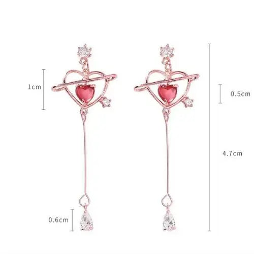 Aretes de Corazón Radiante en Oro Rosa y Cristal Brillante