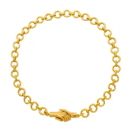 Handshake necklace in hypoallergenic 18k gold plated stainless steel