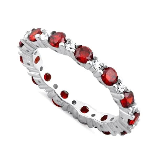 Anillo Infinito de Piedra Roja con Zirconia cúbica