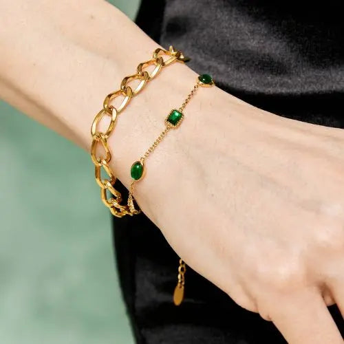 18k gold plated open link chain bracelet